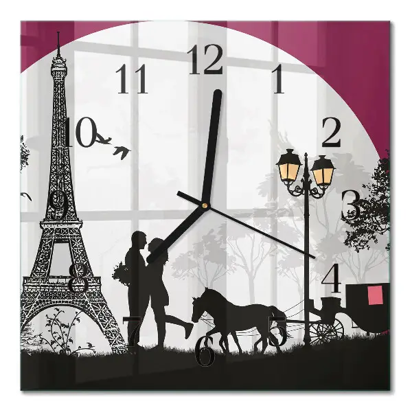 Relógio de parede quadrado Amor de Paris
