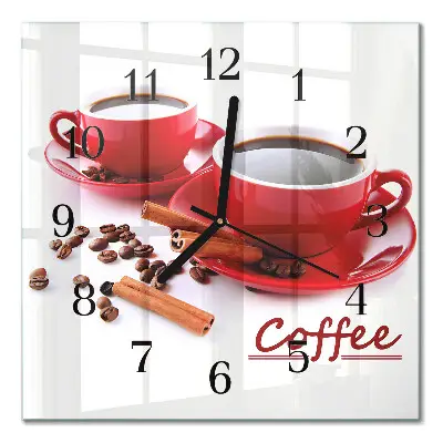 Relógio quadrado Uma xícara de café