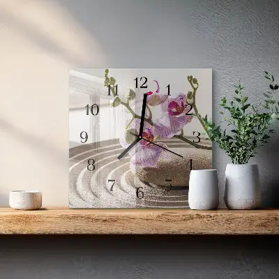 Relógio de parede quadrado Orquídea da areia