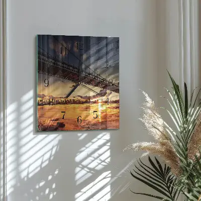 Relógio de parede quadrado Ponte sobre o rio