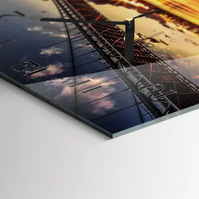 Relógio de parede quadrado Ponte sobre o rio
