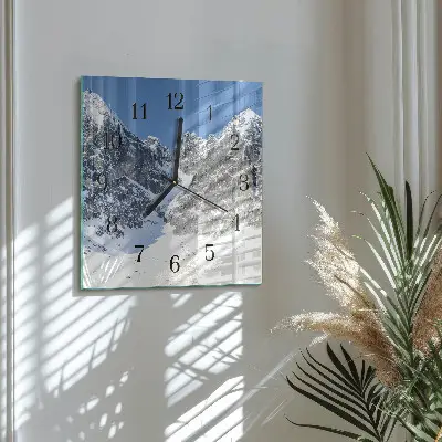 Relógio de parede quadrado Montanhas no inverno