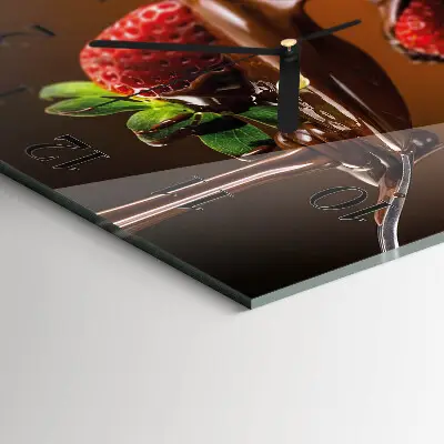 Relógio de parede quadrado Morangos cobertos de chocolate