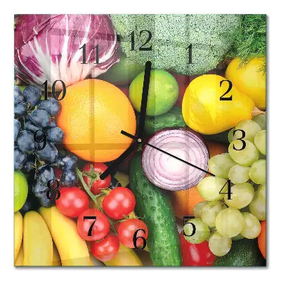 Relógio de parede quadrado Frutas e vegetais