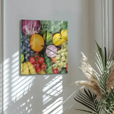 Relógio de parede quadrado Frutas e vegetais