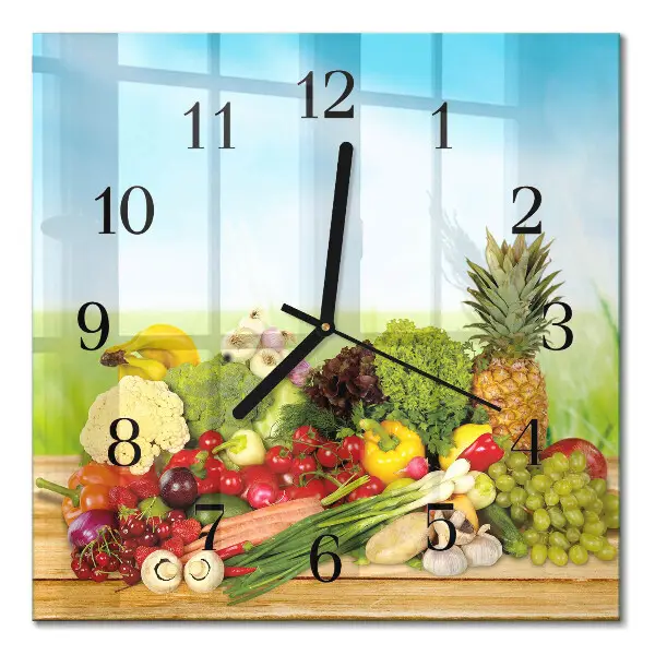 Relógio de parede quadrado Vegetais Frutas