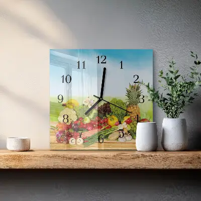Relógio de parede quadrado Vegetais Frutas