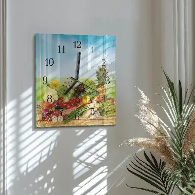 Relógio de parede quadrado Vegetais Frutas