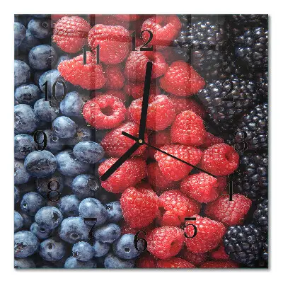 Relógio de parede quadrado Frutas vermelhas