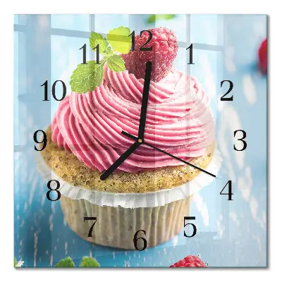 Relógio quadrado Muffin de framboesa
