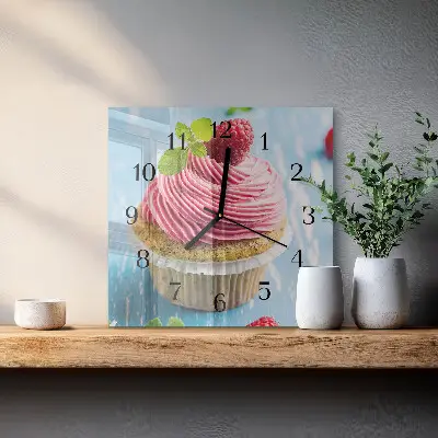 Relógio quadrado Muffin de framboesa
