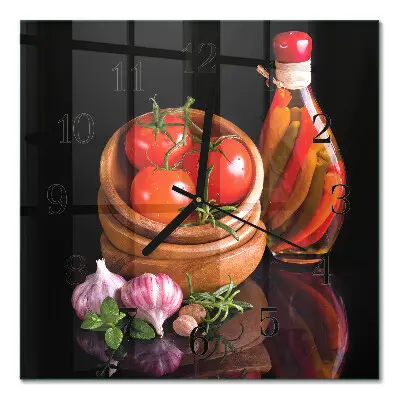 Relógio de vidro Tomates e alho