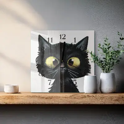 Relógio quadrado Gato preto
