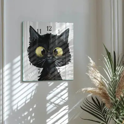 Relógio quadrado Gato preto
