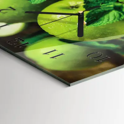 Relógio de parede quadrado Maçãs verdes