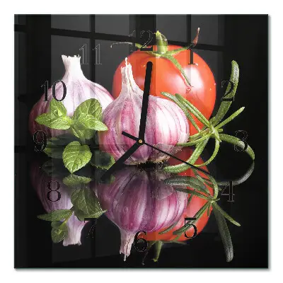Relógio de vidro Tomate e alho