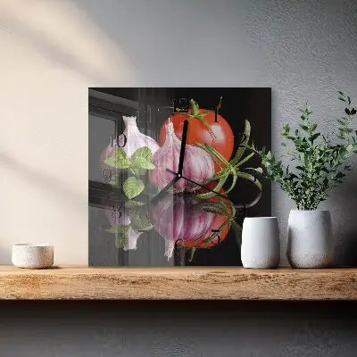 Relógio de vidro Tomate e alho
