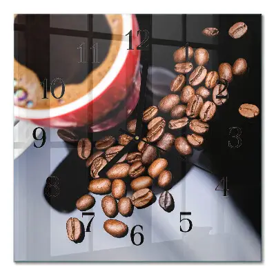 Relógio de vidro Uma xícara de café