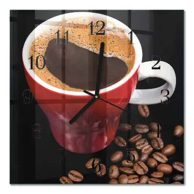 Relógio quadrado Uma xícara de café