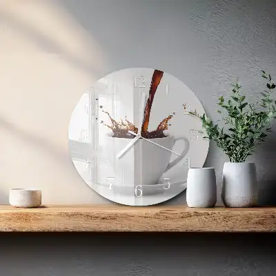 Relógio de parede redondo Uma xícara de café