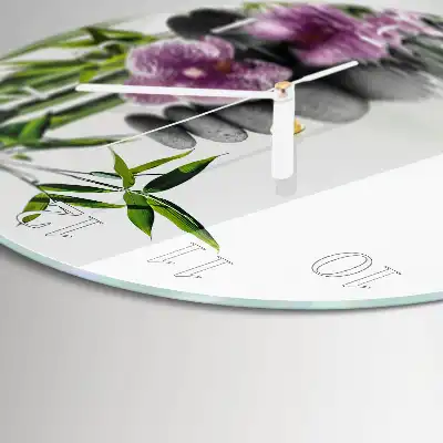 Relógio de decoração redondo Pedras e orquídeas