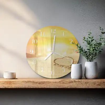 Relógio de decoração redondo Coração na Areia