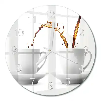 Relógio de decoração redondo Xícaras de café