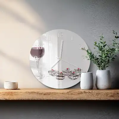 Relógio redondo Um copo de vinho