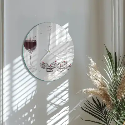 Relógio redondo Um copo de vinho
