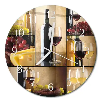 Relógio de decoração redondo Uma garrafa de vinho