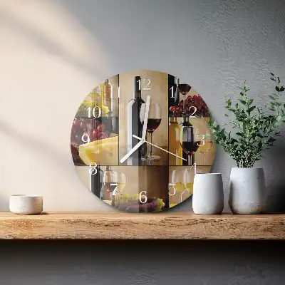 Relógio de decoração redondo Uma garrafa de vinho