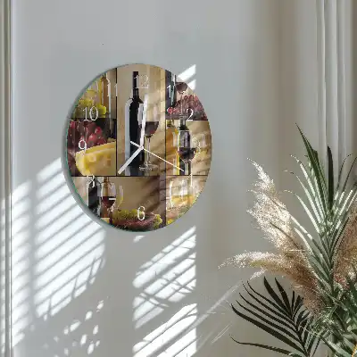 Relógio de decoração redondo Uma garrafa de vinho