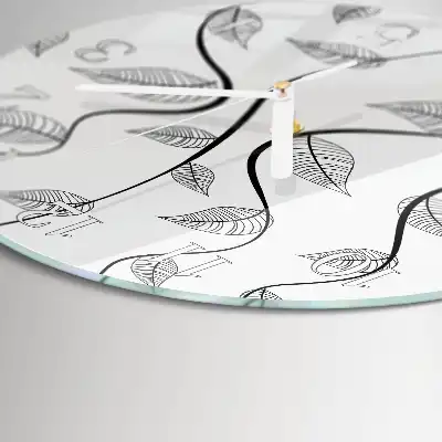 Relógio de parede redondo Arte com Folhas