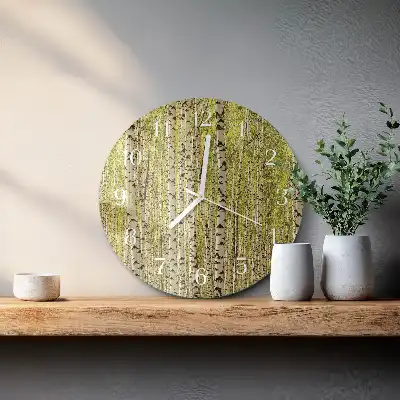Relógio de decoração redondo Floresta de bétulas