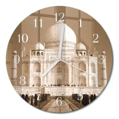 Relógio de decoração redondo Taj Mahal em sépia