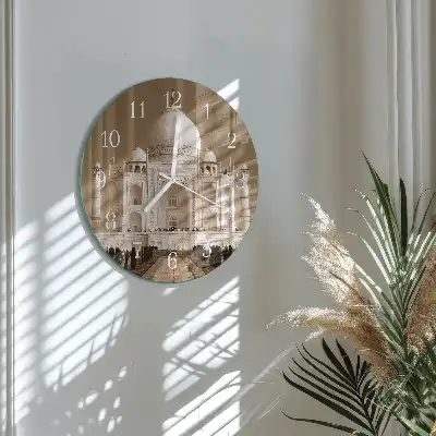 Relógio de decoração redondo Taj Mahal em sépia