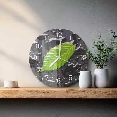 Relógio de decoração redondo Folha