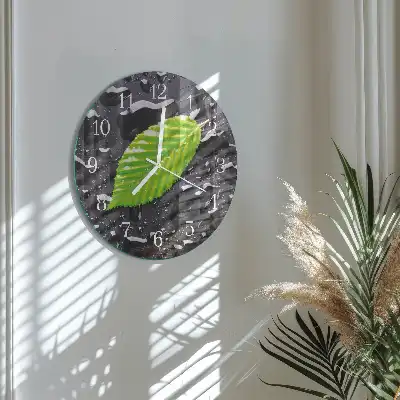 Relógio de decoração redondo Folha