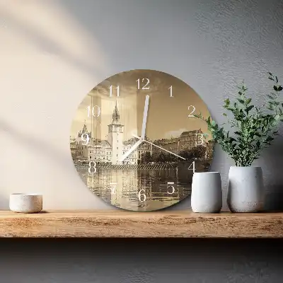 Relógio de decoração redondo Castelo em sépia
