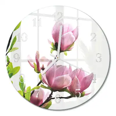 Relógio de parede redondo Flor de magnólia