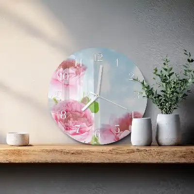 Relógio de decoração redondo Peônias