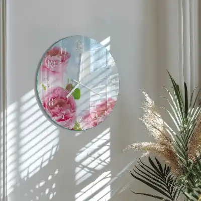 Relógio de decoração redondo Peônias