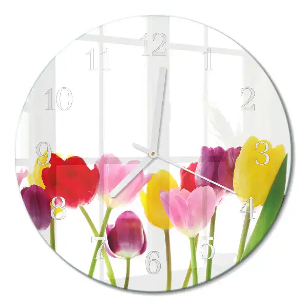 Relógio de parede redondo Tulipas coloridas