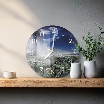 Relógio de decoração redondo Lua nas montanhas