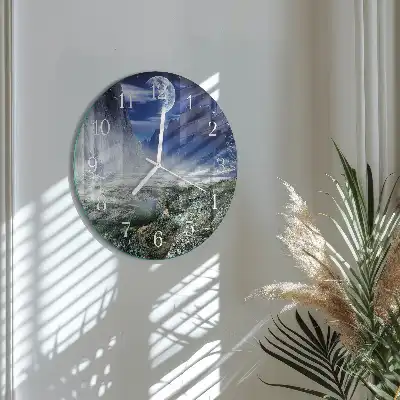 Relógio de decoração redondo Lua nas montanhas