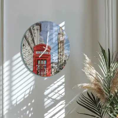 Relógio de decoração redondo Cabine telefônica vermelha
