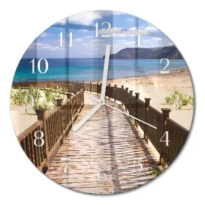 Relógio de parede redondo praia mar