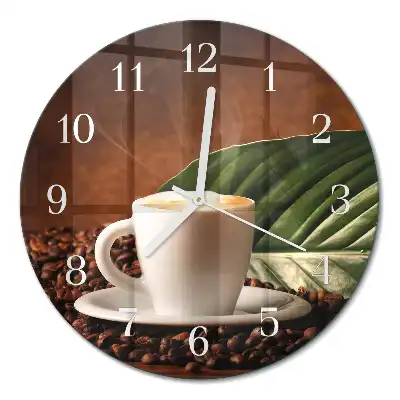 Relógio redondo Uma xícara de café