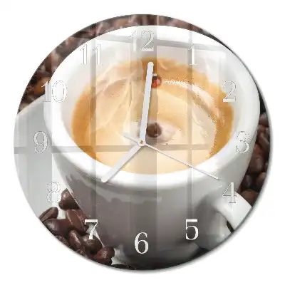 Relógio de parede redondo Uma xícara de café