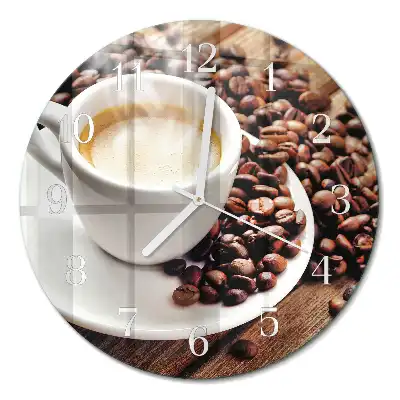 Relógio redondo Uma xícara de café